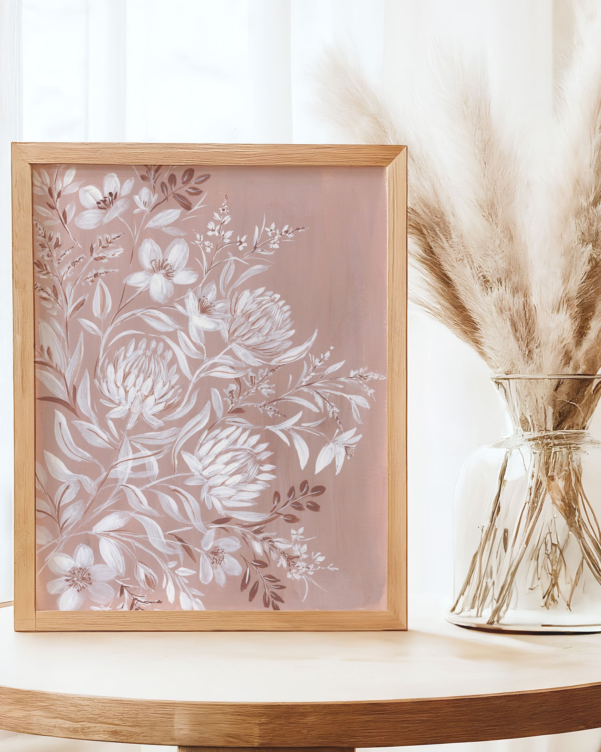 Framed print of Atmospheric watercolor landscape with misty mountains and forest silhouettes symbolizing inner strength and resilience