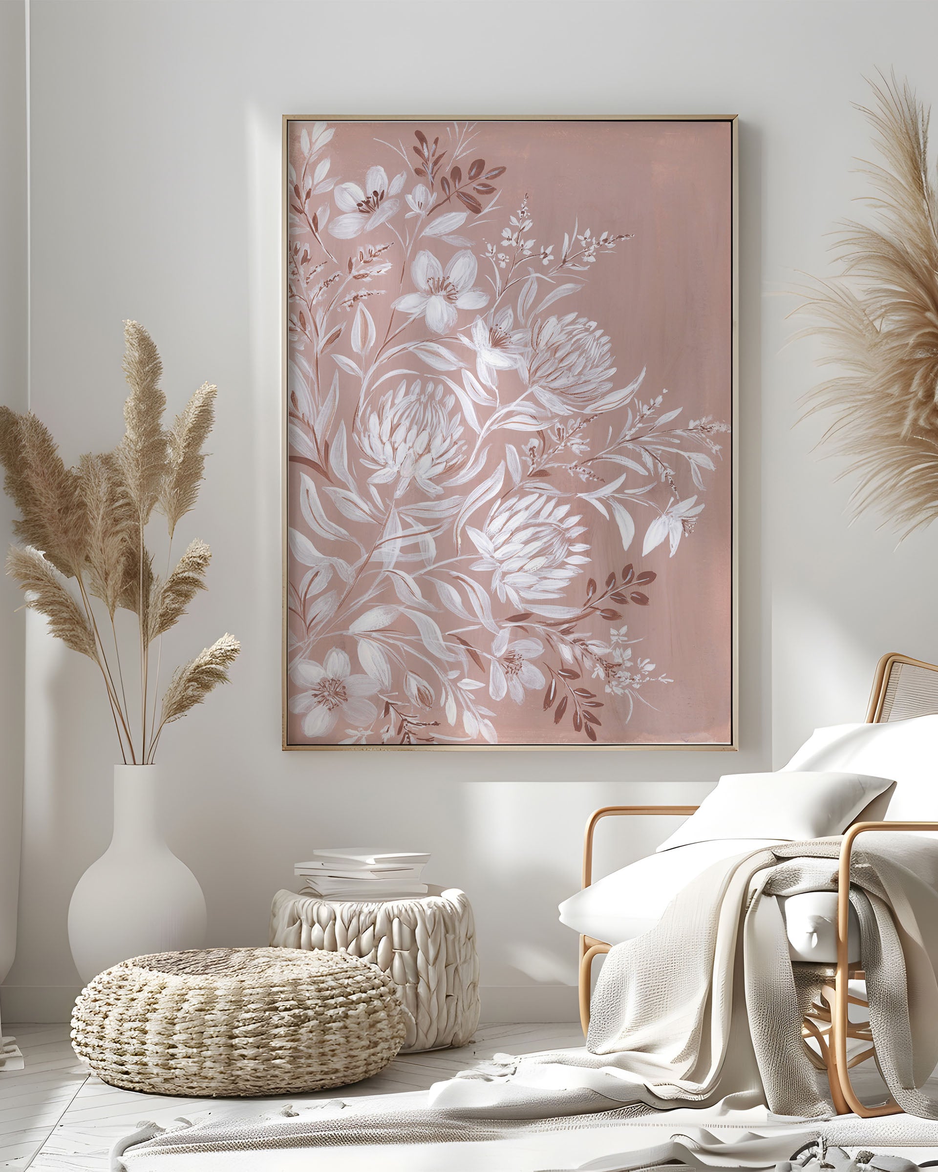 Framed print of Atmospheric watercolor landscape with misty mountains and forest silhouettes symbolizing inner strength and resilience