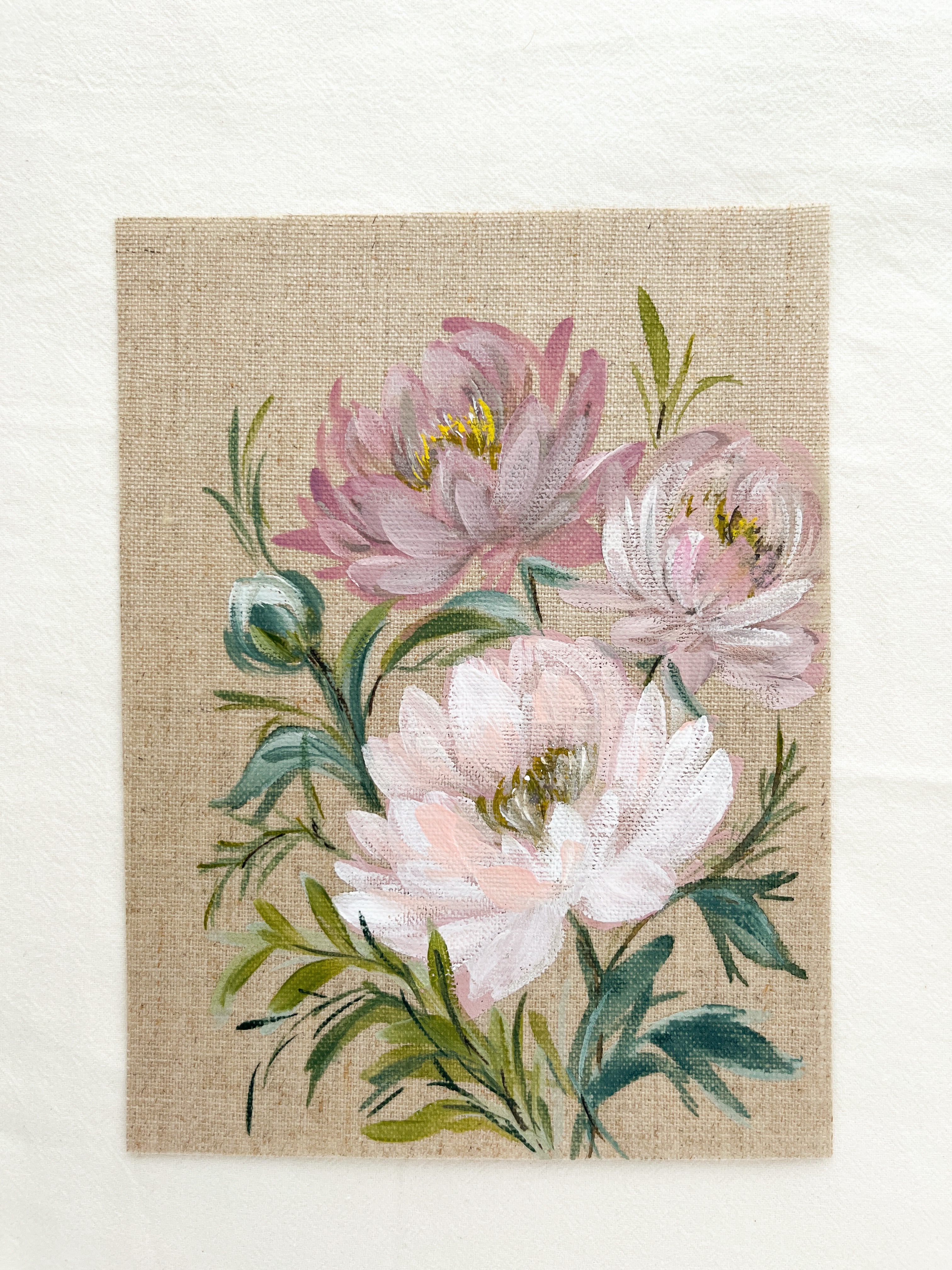 Detail view of Unfolding Grace watercolor peony painting by Trisha Patel, showcasing pink petal layers and delicate brushwork