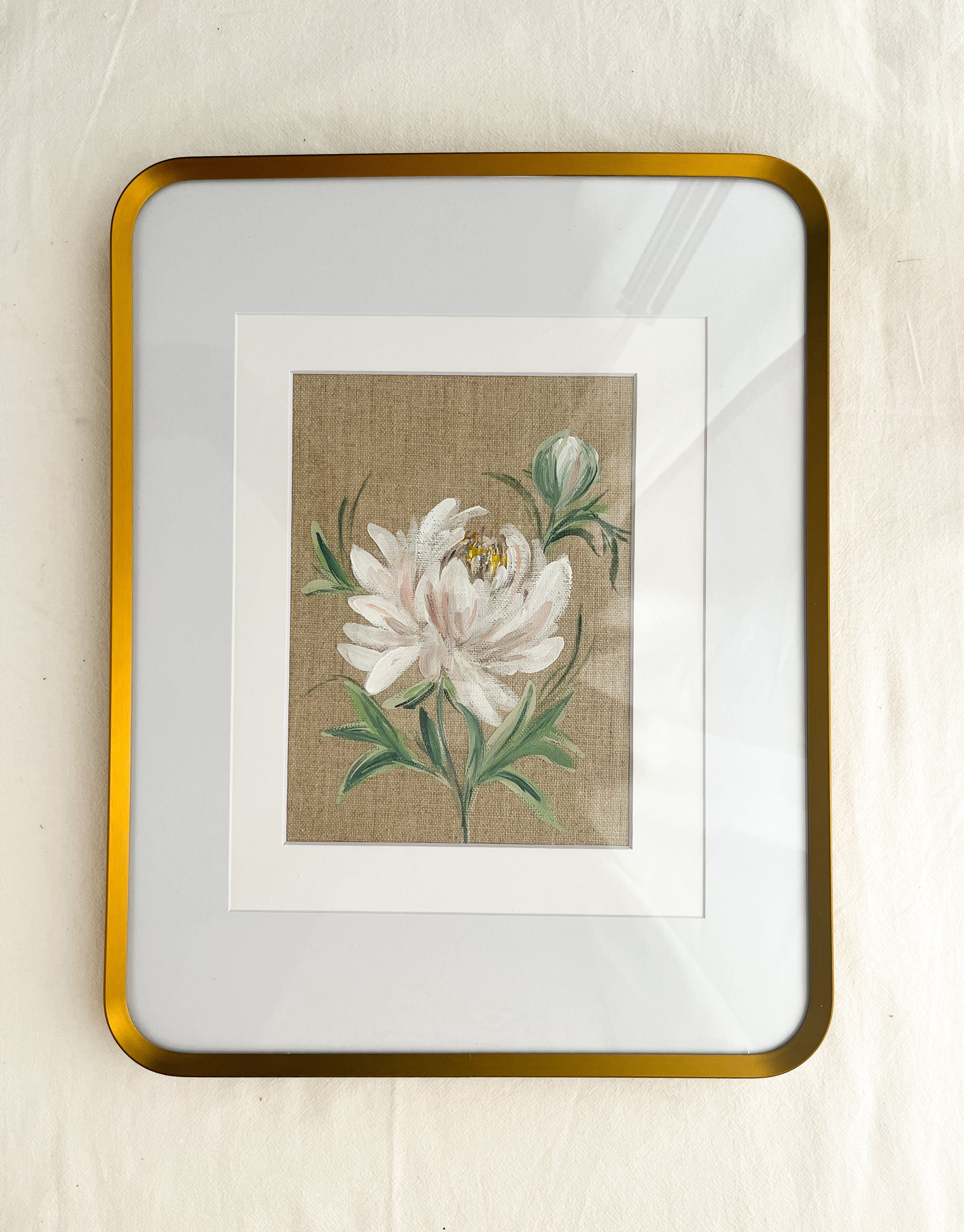 Blossoming Grace by Trisha Patel, original watercolor painting of peony flower symbolizing compassion, emotional healing, and quiet strength found in self-care, botanical wall art.