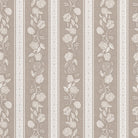 Close-up of  Kamelia wallpaper in Ballet Slipper by Trisha Patel with soft stripes and hand-drawn camellia flowers, high-quality floral wallcovering.