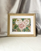 Rooted in Grace botanical watercolor art by Trisha Patel  framed in textured champagne gold-tone metal 