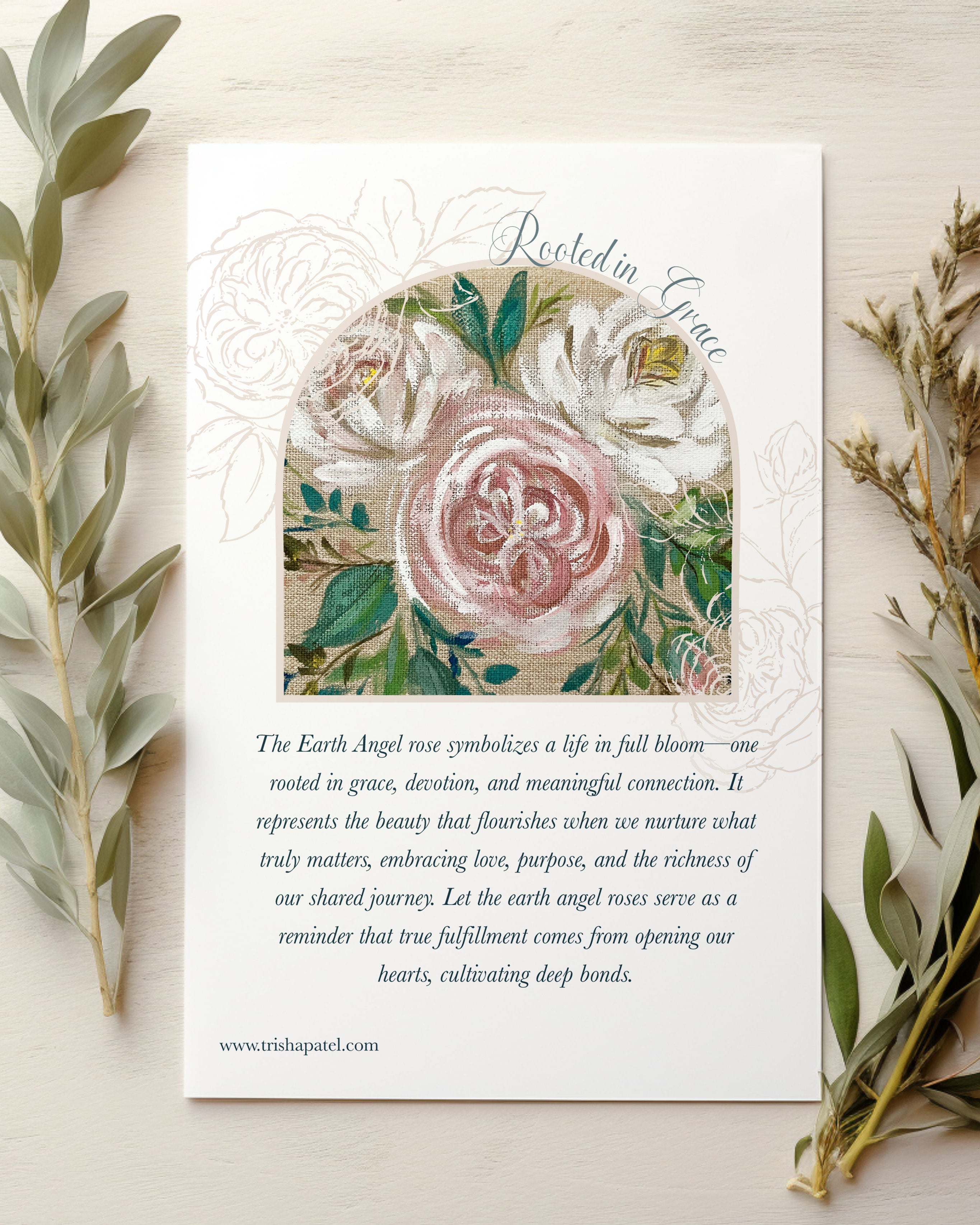 Close-up detail of Rooted in Grace rose watercolor showing vibrant pink petals and delicate artistic technique