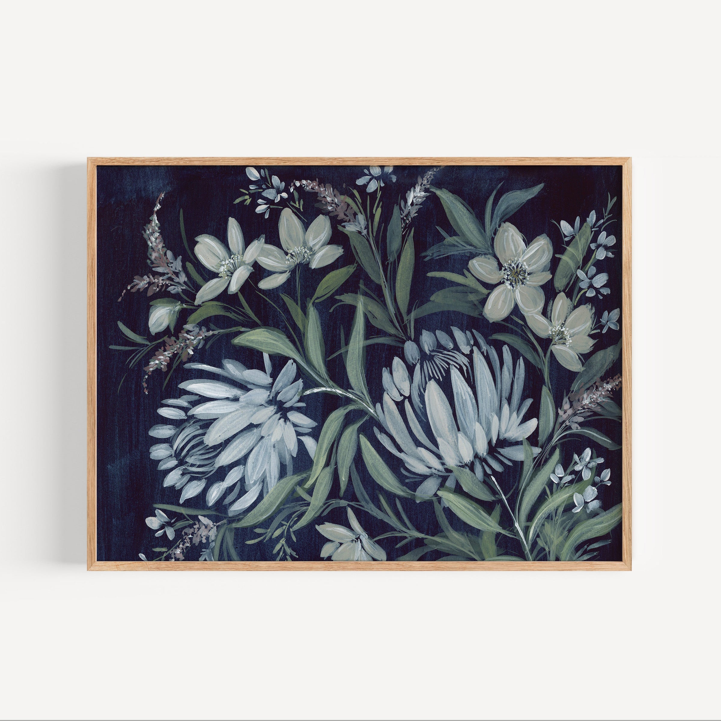 Framed print of Dramatic watercolor landscape with silhouetted trees against moody sky symbolizing strength through adversity